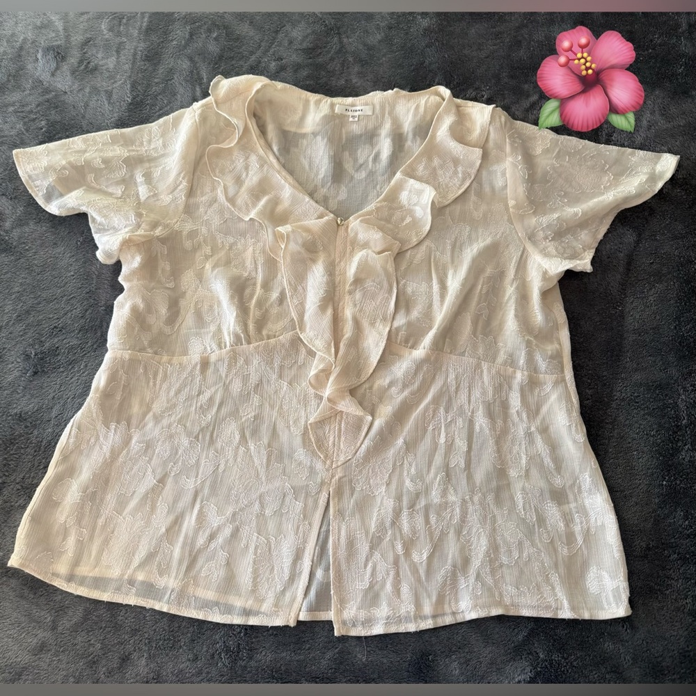 Pleione Ivory Textured Blouse - XL